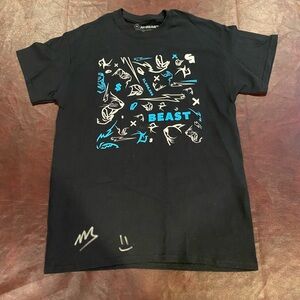 Mr. Beast Autographed Black Shirt 24HR Livestream Graphic Tee Mens MEDIUM.